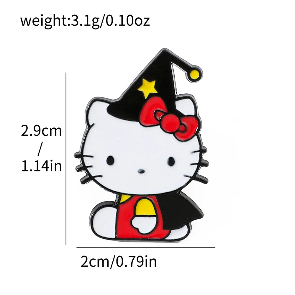 6 Spooky Cute Halloween Pumpkin Brooches – Hello Kitty Magic Enamel Pins for Backpacks & Clothes!