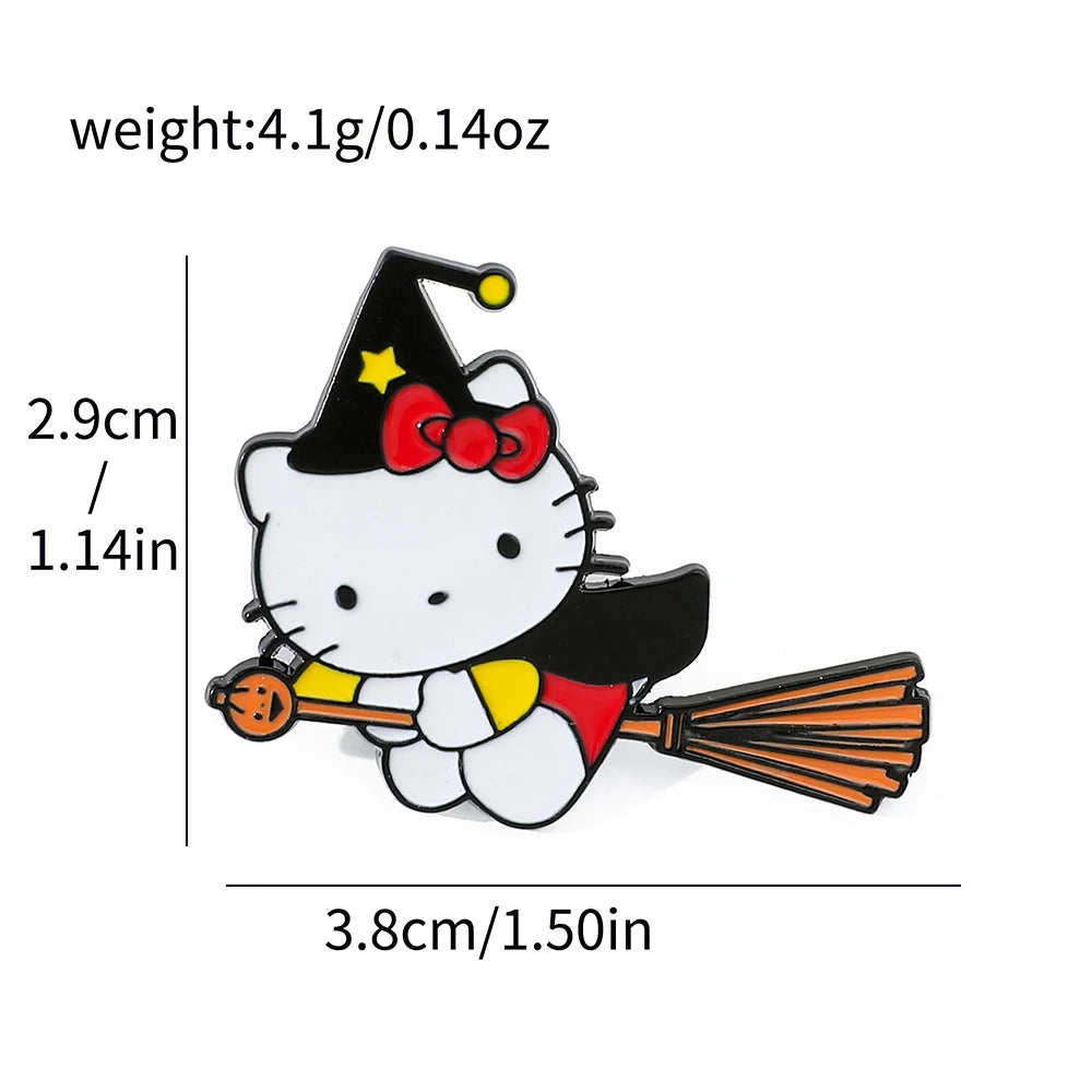 6 Spooky Cute Halloween Pumpkin Brooches – Hello Kitty Magic Enamel Pins for Backpacks & Clothes!